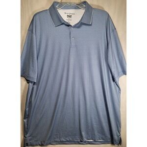 Hickey Freeman Golf Polo Mens Size XXL All‎ Over Geometric Print Blue Stretch